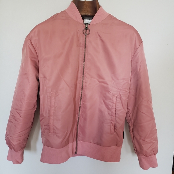 Reebok // blush pink bomber varsity fall jacket - Picture 1 of 8